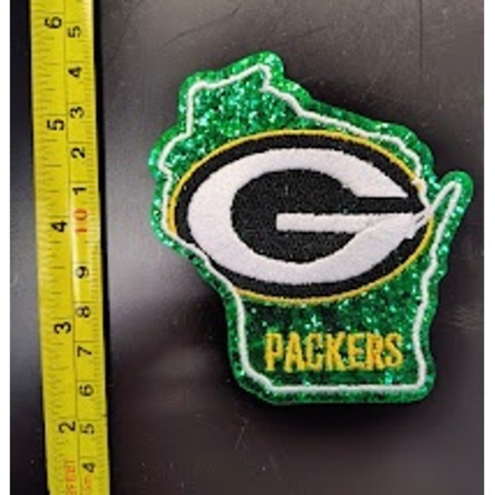 Green Bay Packers Glitter Patch Wisconsin State Iron On Embroidered NFL